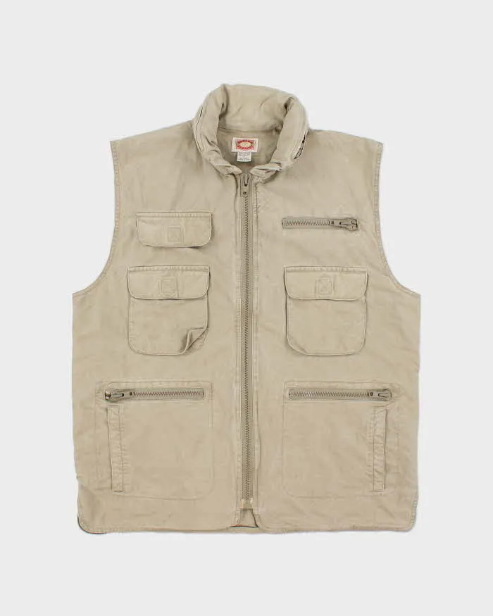 Vintage 1990s Banana Republic Desert Khaki Canvas Multi Pocket Utility Hunting Gilet - L sold by Rokit