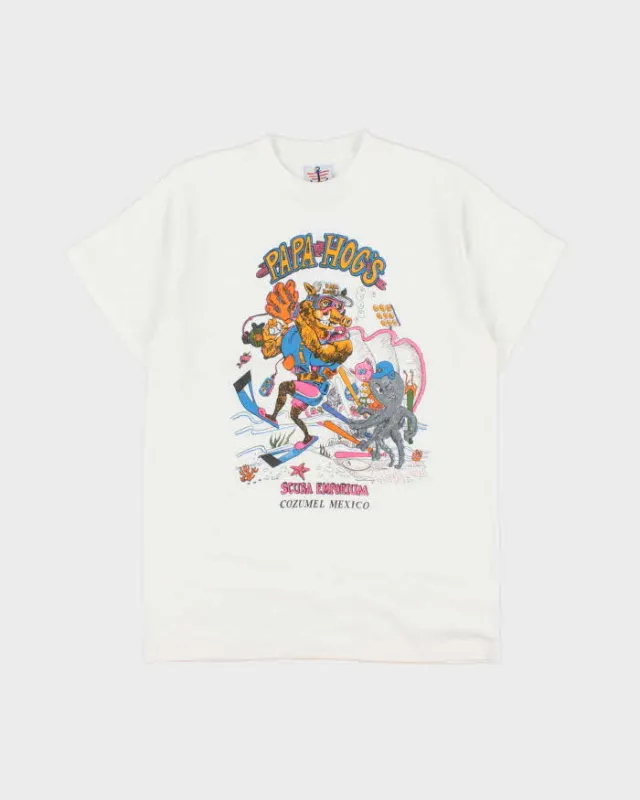 Vintage 1990s Papa Hogs Scuba Emporium Cozumel Mexico Heavyweight Crewneck T-Shirt - M made by Rokit