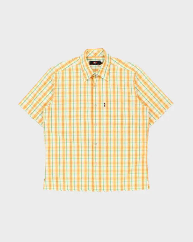 Vintage Y2K 00s GQ Plaid Superfine Cotton Short Sleeve Dagger Collar Shirt - XL made by Rokit
