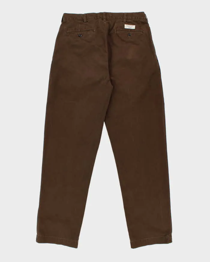 Vintage Y2K 00s Polo Ralph Lauren Brown Double Pleated Classic Chino Andrew Relaxed Straight Leg Trousers - W34 L34 sold by Rokit product image thumbnail 2