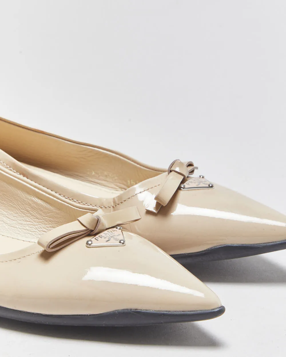 Prada Patent Leather Pointed Toe Bow Ballet Flats - UK3.5 sold by Rokit product image thumbnail 5