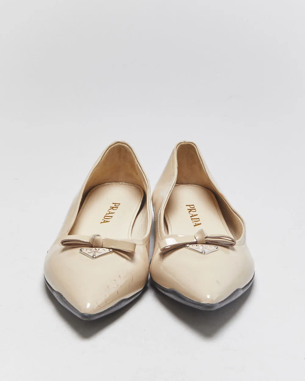 Prada Patent Leather Pointed Toe Bow Ballet Flats - UK3.5 sold by Rokit product image thumbnail 3