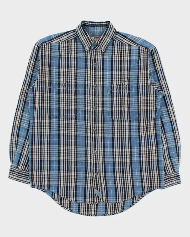 Vintage 1994 Levi's Grey Tab Plaid Tartan Long Sleeve Denim Shirt - M made by Levi's