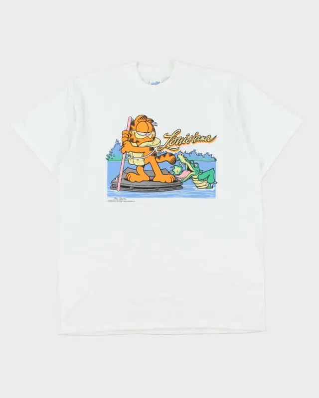 Vintage 1992 Garfield Louisiana Jim Davis Heavyweight Single Stitch Velva Sheen Made In USA Crewneck T-Shirt - XL made by Rokit