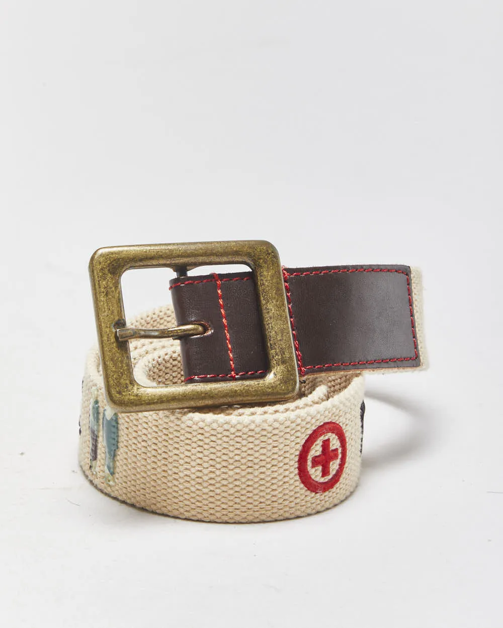 Vintage Y2K 00s Tough Jeans Inc. Canvas Brass Buckle Belt - W28-W38 sold by Rokit