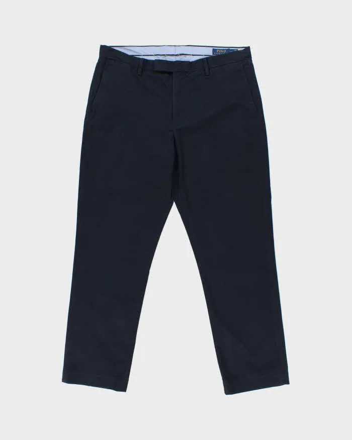 Vintage Polo Ralph Lauren Navy Stretch Straight Fit Casual Chino Trousers - W35 L30 sold by Rokit