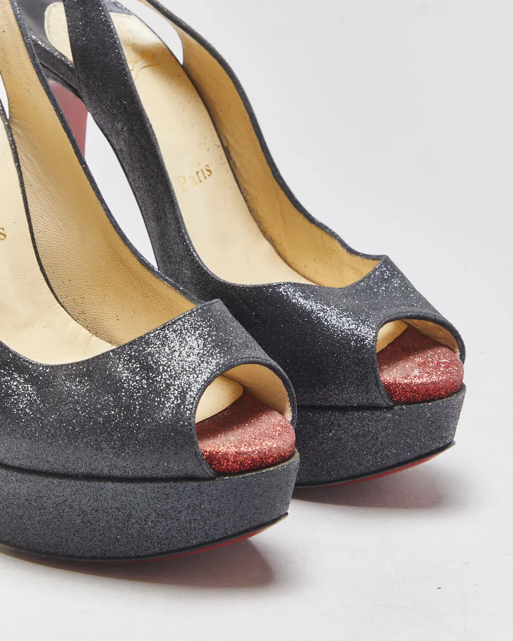 Christian Louboutin Lady Peep Slingback Glitter Platform heels - UK4 sold by Rokit product image thumbnail 5