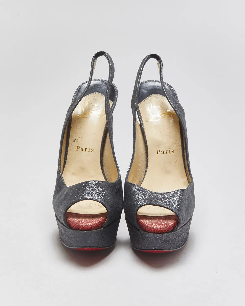 Christian Louboutin Lady Peep Slingback Glitter Platform heels - UK4 sold by Rokit product image thumbnail 3