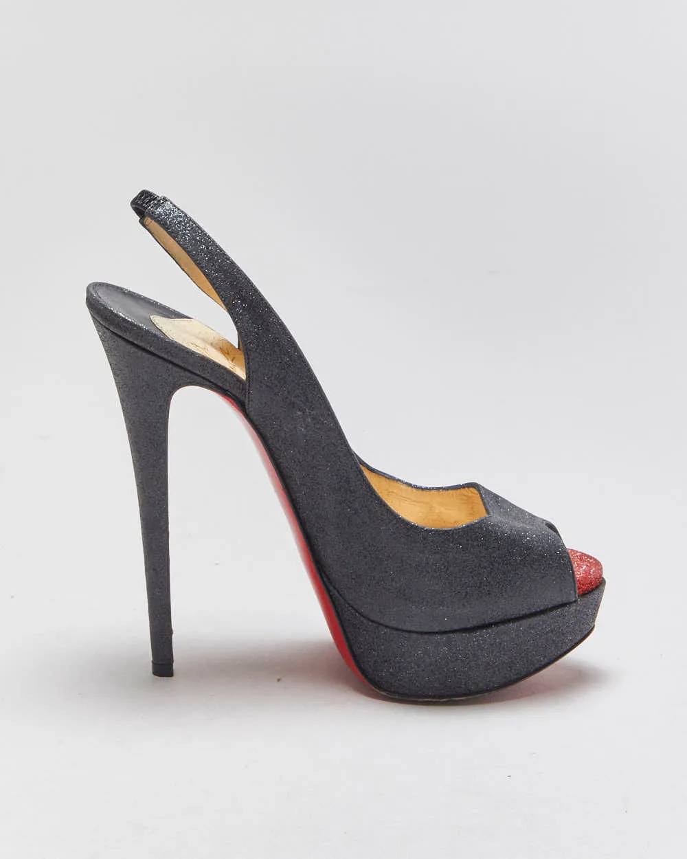 Christian Louboutin Lady Peep Slingback Glitter Platform heels - UK4 sold by Rokit product image thumbnail 2