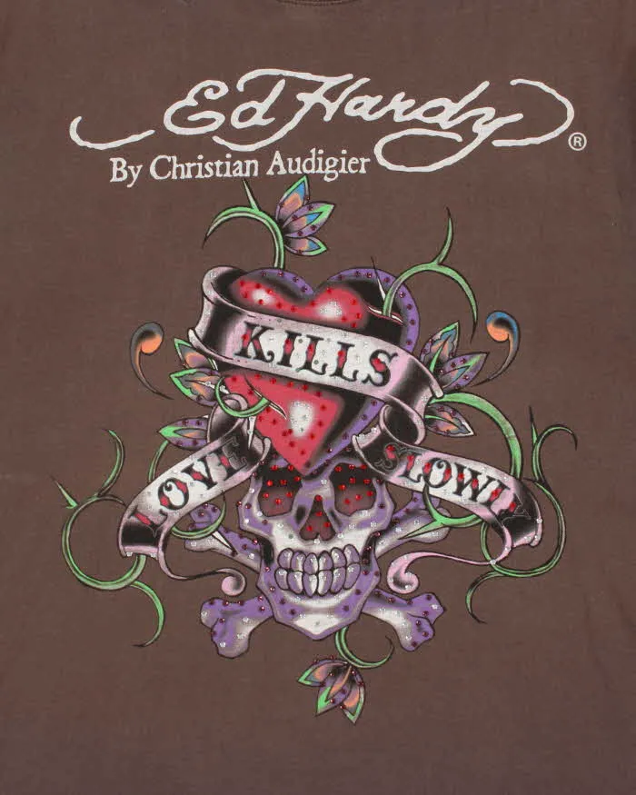 Vintage Y2K 00s Ed Hardy Christian Audigier Embellished Made In USA Crewneck T-Shirt - XL sold by Rokit product image thumbnail 4