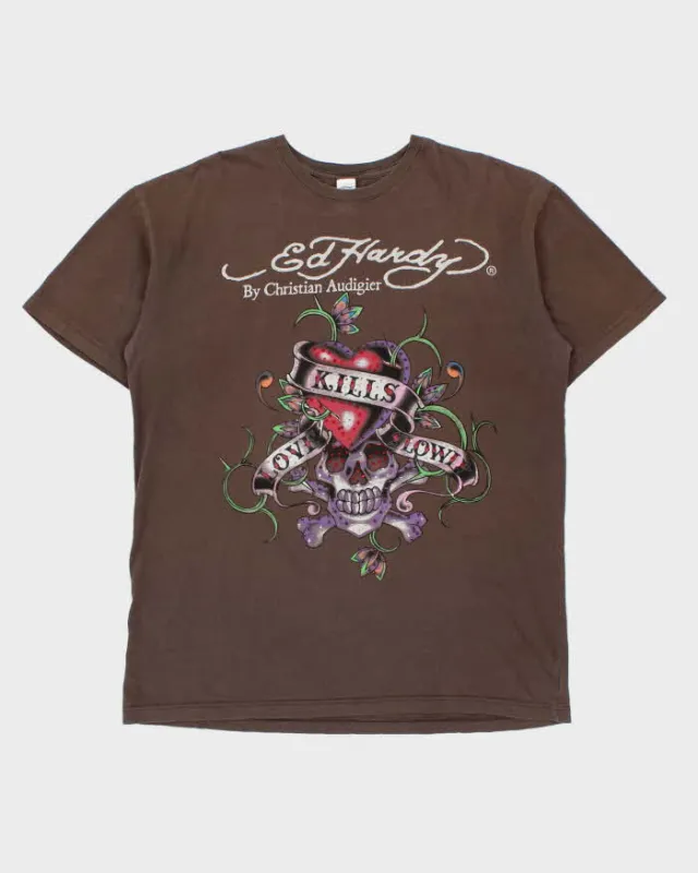 Vintage Y2K 00s Ed Hardy Christian Audigier Embellished Made In USA Crewneck T-Shirt - XL made by Ed Hardy