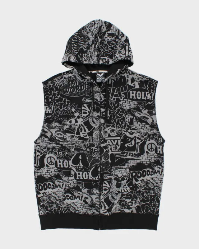 Vintage Y2K 00s Avirex Heavyweight Comic Strip Sleeveless Full-Zip Hoodie - XL made by Rokit
