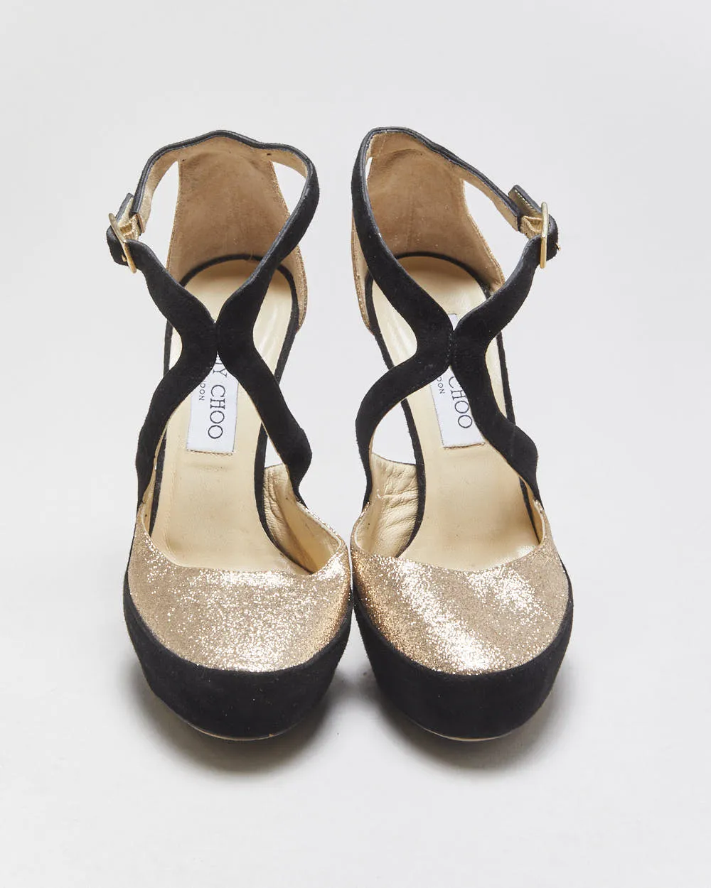 Jimmy Choo Tulip Glitter Suede Platform Heels - UK2.5 sold by Rokit product image thumbnail 3