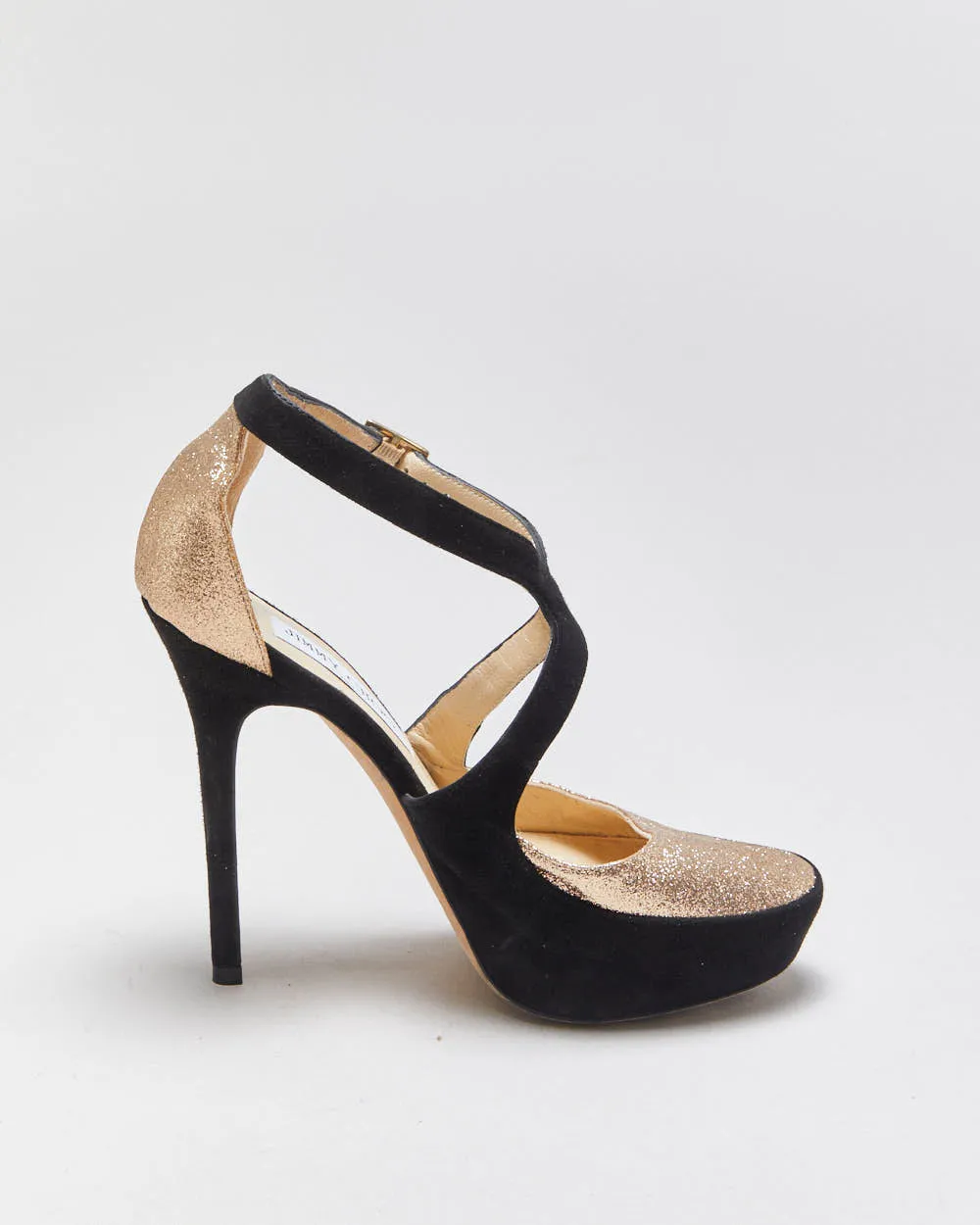 Jimmy Choo Tulip Glitter Suede Platform Heels - UK2.5 sold by Rokit product image thumbnail 2