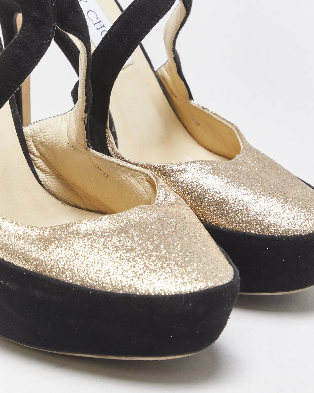 Jimmy Choo Tulip Glitter Suede Platform Heels - UK2.5 sold by Rokit product image thumbnail 5