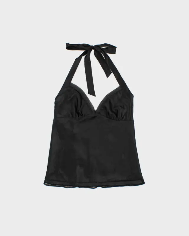 Vintage 2000s La Senza Satin Beaded Halter Neck Top - S made by Rokit