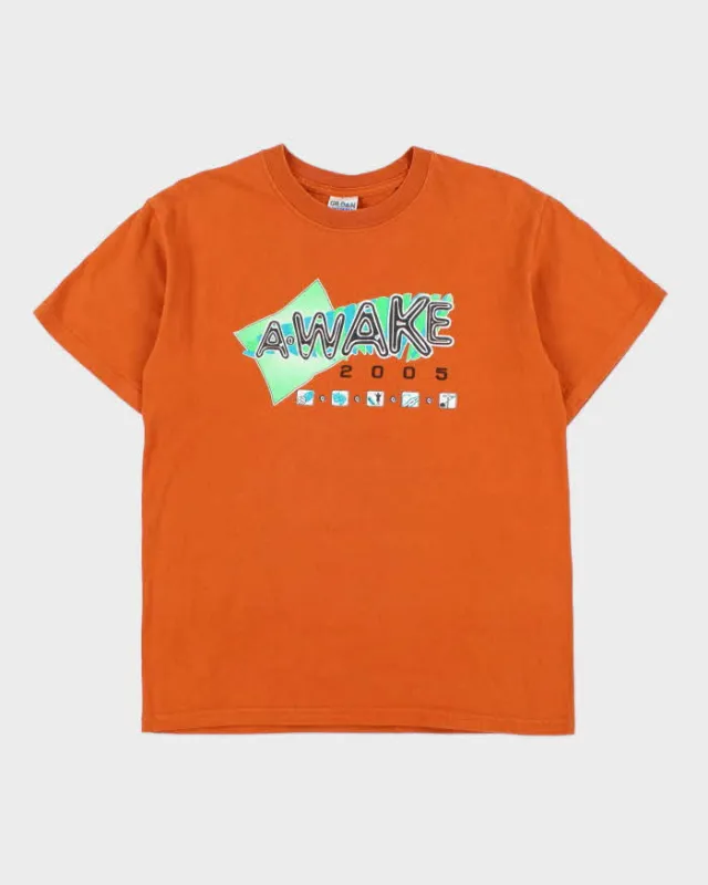 Vintage '05 Y2K Awake Terracotta Heavyweight Ultra Gildan Crewneck T-Shirt - M made by Rokit