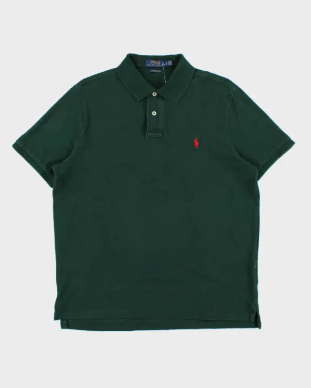 Vintage Polo Ralph Lauren British Racing Green Custom Slim Fit Short Sleeve Polo Shirt - L made by Ralph Lauren