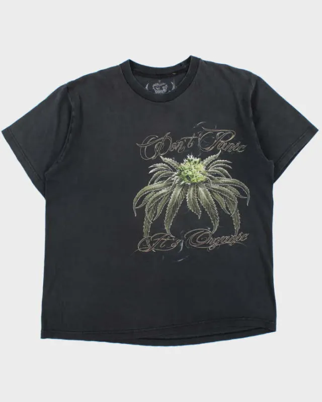 Vintage Y2K 00s Don't Panic It's Organic Marijuana Heavyweight Crewneck T-Shirt - XL made by Rokit