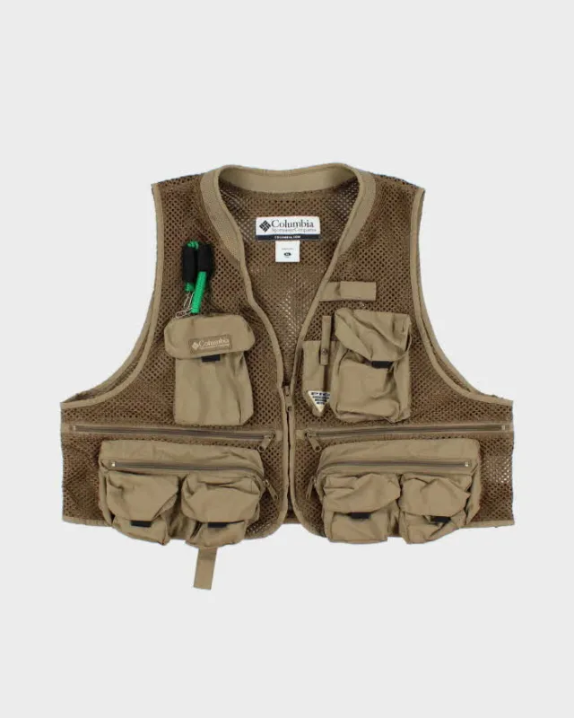Vintage Columbia PFG Khaki Multi Pocket Utility Net Fishing Vest - XL made by Columbia