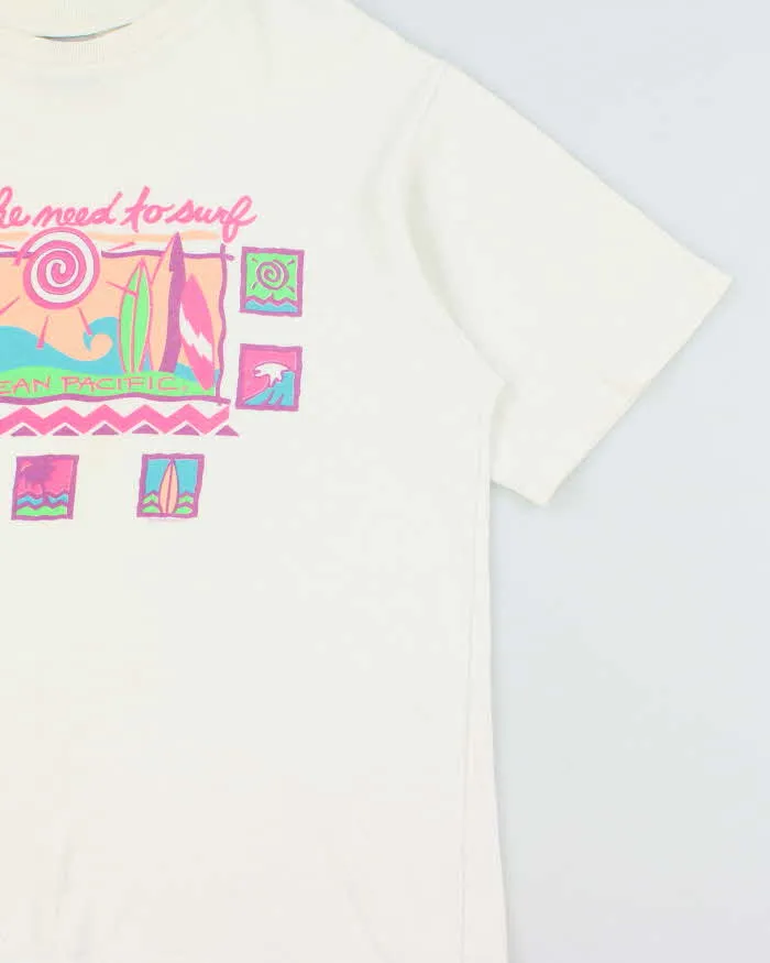 Vintage 1990s Ocean Pacific 'Feel The Need To Surf' Heavyweight Made In USA Single Stitch Crewneck T-Shirt - L sold by Rokit product image thumbnail 3