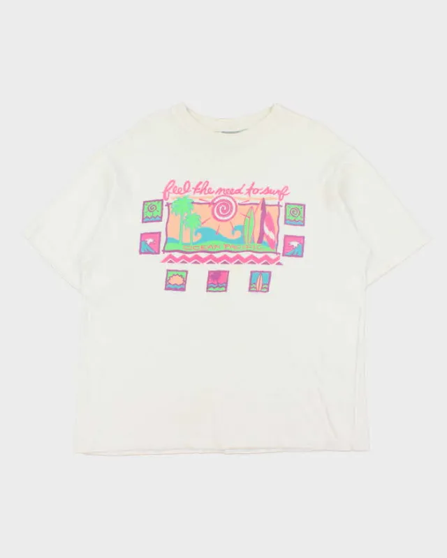 Vintage 1990s Ocean Pacific 'Feel The Need To Surf' Heavyweight Made In USA Single Stitch Crewneck T-Shirt - L made by Rokit