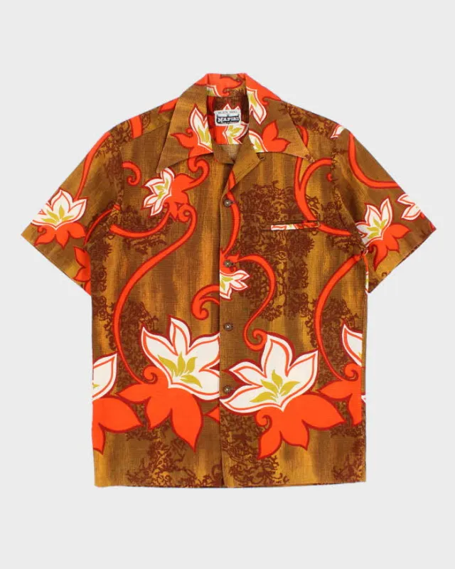 Vintage 1960s Napili Made In Hawaii Hand Finished Floral Bark Cloth Hawaiian Aloha Shirt - L made by Rokit