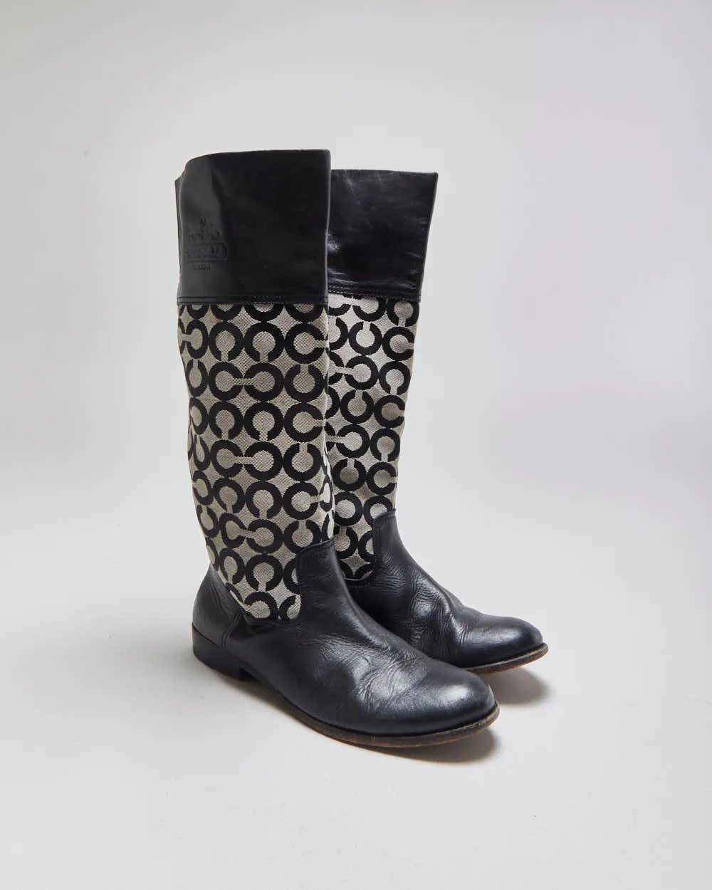 Vintage Coach Chrissi Signiature Tall Leather Riding Boots - UK7.5 sold by Rokit