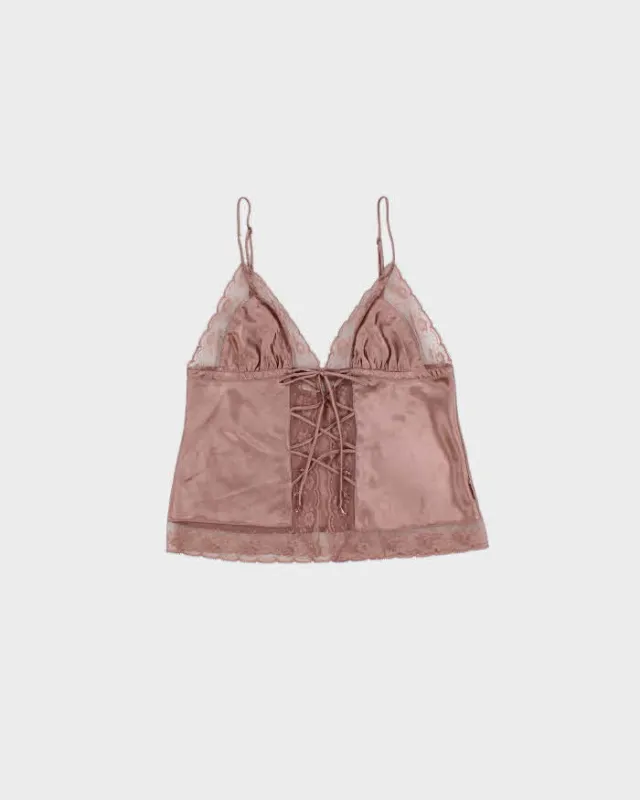 Vintage Y2k 2000s La Senza Lace Trim Cami Top - S made by Rokit
