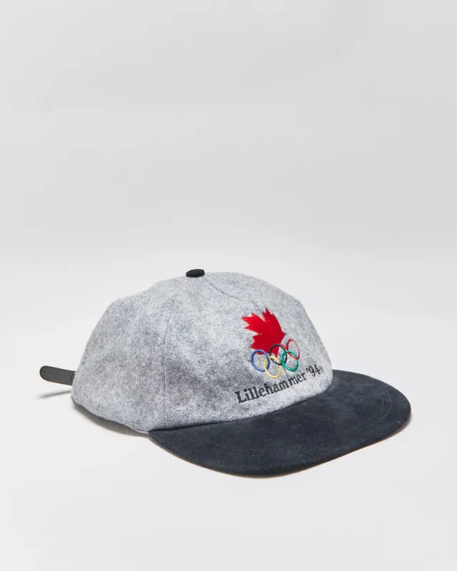 Vintage 1994 Team Canada Atlanta Olympics Lillehammer Embroidered Wool Blend Leather Strap Flat Brim Baseball Cap - OS made by Rokit