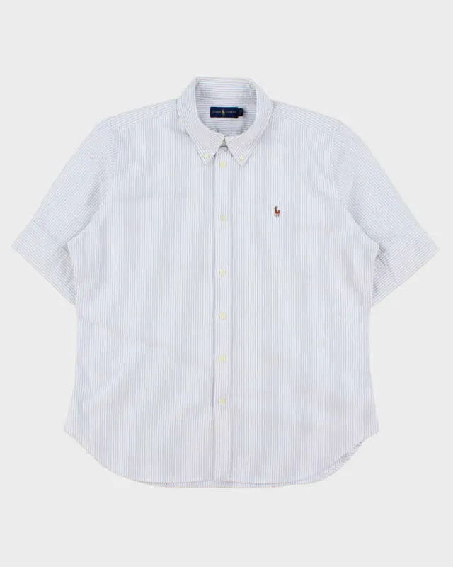 Vintage Ralph Lauren Women's Striped Oxford Short Sleeve Cuff Shirt - XL made by Ralph Lauren