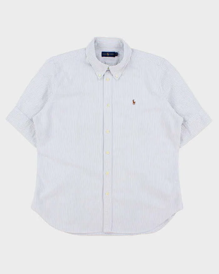 Vintage Ralph Lauren Women's Striped Oxford Short Sleeve Cuff Shirt - XL sold by Rokit