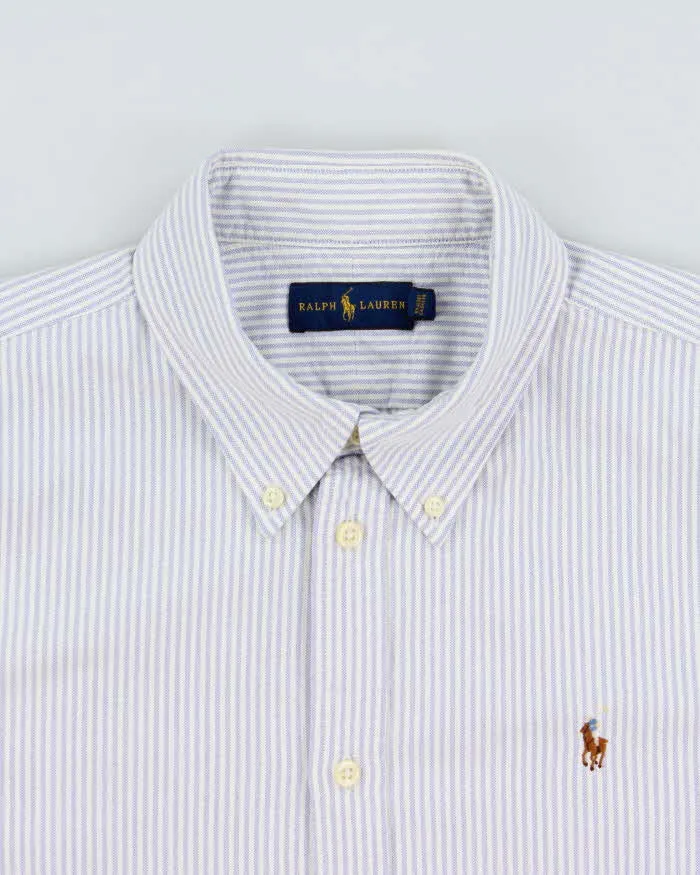 Vintage Ralph Lauren Women's Striped Oxford Short Sleeve Cuff Shirt - XL sold by Rokit product image thumbnail 5