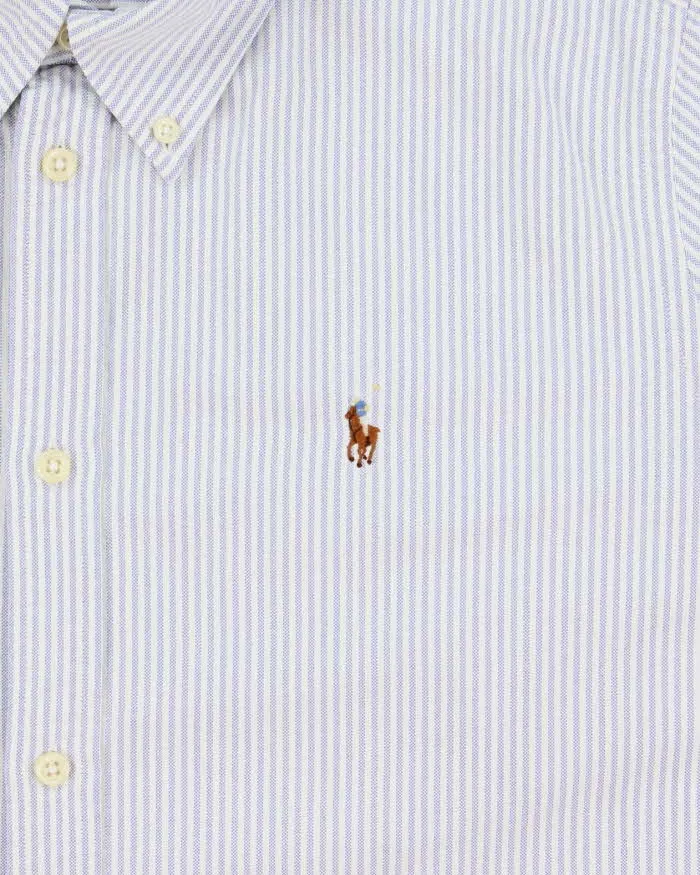 Vintage Ralph Lauren Women's Striped Oxford Short Sleeve Cuff Shirt - XL sold by Rokit product image thumbnail 4