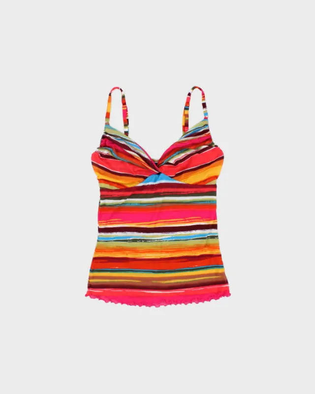 Vintage Y2k 2000s Moda International Stripy Double Mesh Cami Top - S made by Rokit