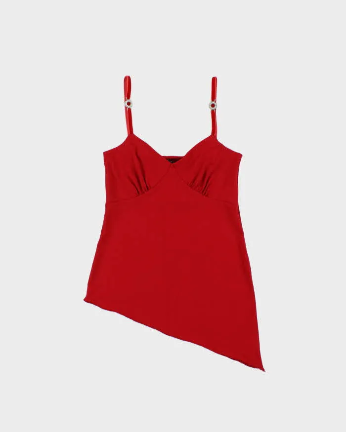 Vintage 1990s Plum Asymmetric Hem Velvet Strap Cami Top - S sold by Rokit