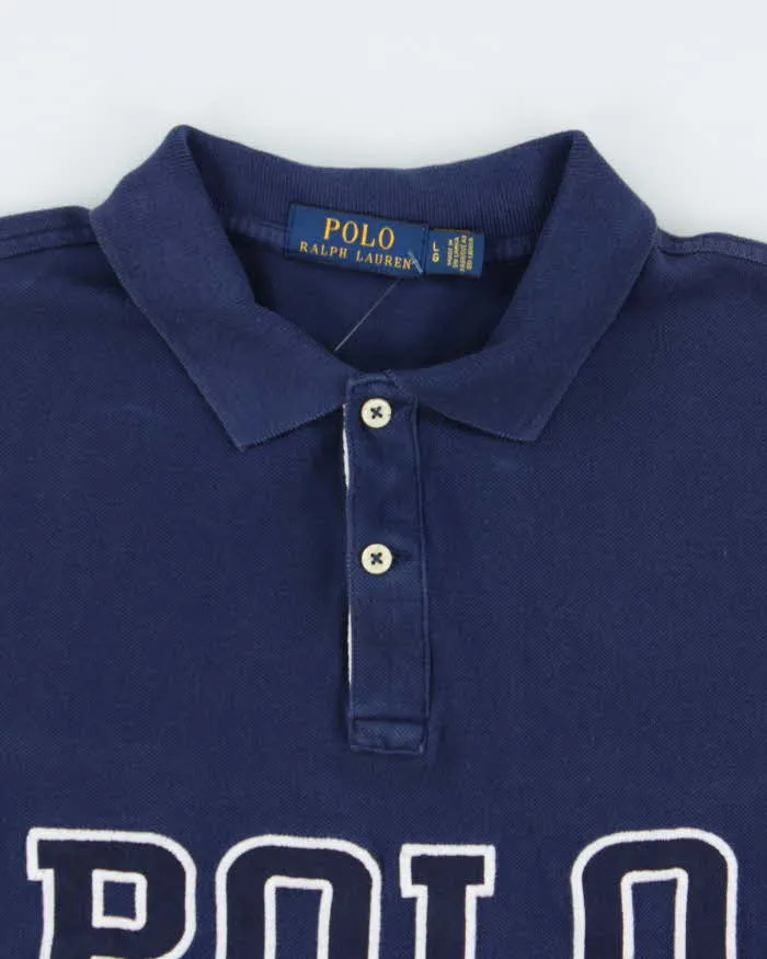 Vintage Polo Ralph Lauren Navy Embroidered Spell Out Classic Fit Short Sleeve Polo Shirt - M sold by Rokit product image thumbnail 5