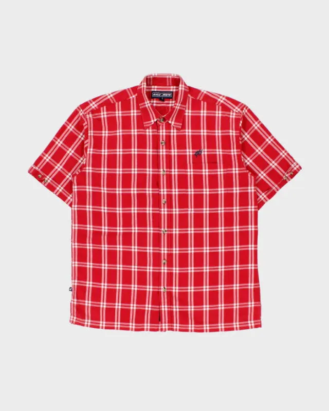 Vintage Y2K 00s Exco Jeans Plaid Embroidered Short Sleeve Shirt - L made by Rokit
