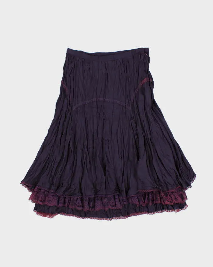 Vintage 2000s Arte Crinkle Satin Lace trim Skirt - XS sold by Rokit