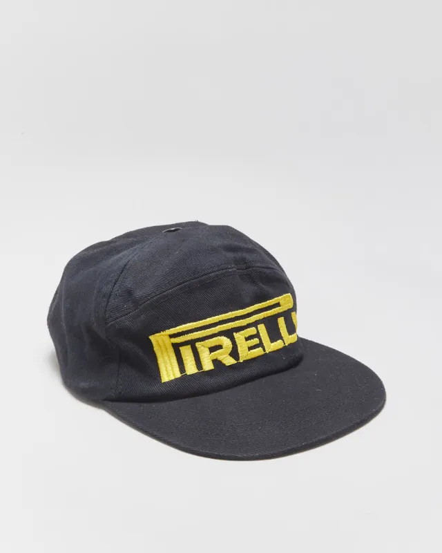 Vintage 1990s Pirelli Racing Embroidered Canvas Velcro Flat Brim Baseball Cap - OS made by Rokit