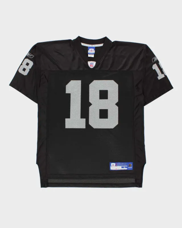Vintage 2004-06 Reebok Oakland Raiders Randy Moss #18 On Field Equipment NFL Home Jersey - L made by Rokit