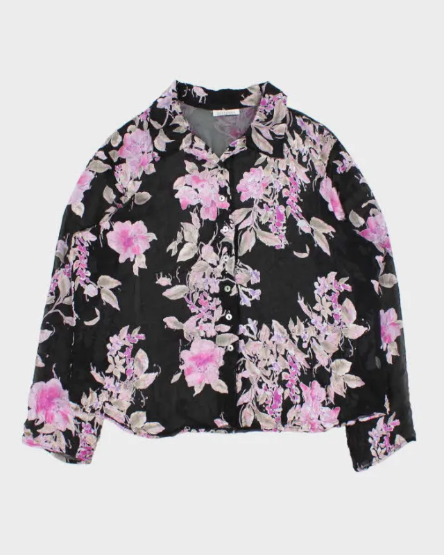 Vintage 1990s Bellesa Floral Mesh Long Sleeve Blouse - XL made by Rokit