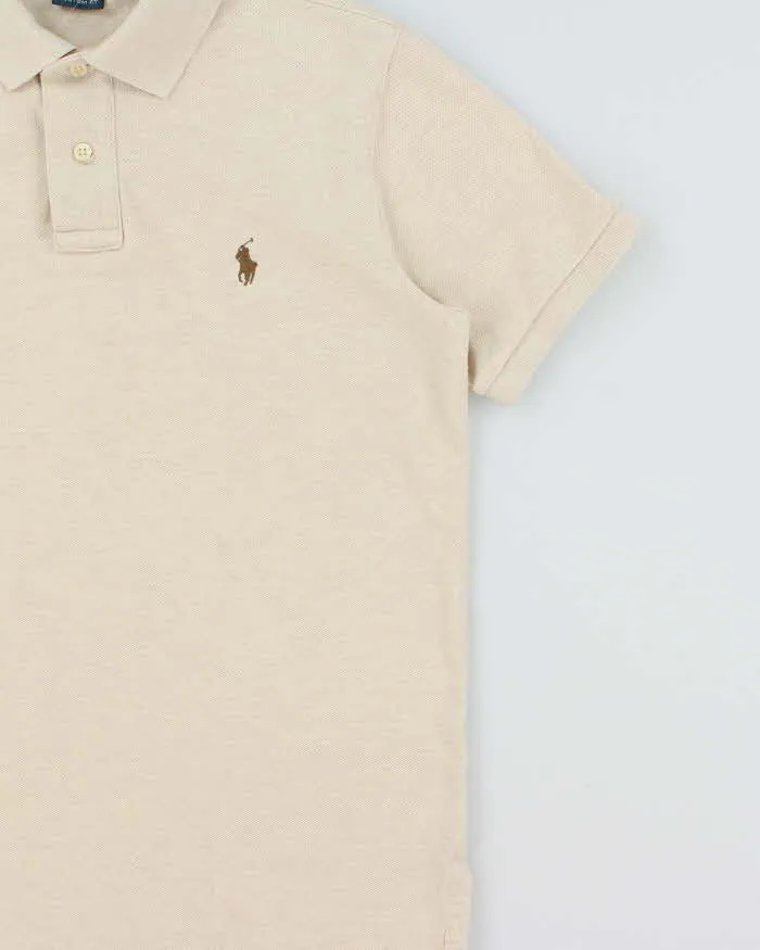 Vintage Y2K 00s Polo Ralph Lauren Marl Beige Custom Fit Short Sleeve Polo Shirt - S sold by Rokit product image thumbnail 3