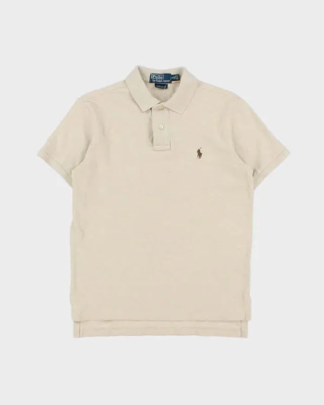 Vintage Y2K 00s Polo Ralph Lauren Marl Beige Custom Fit Short Sleeve Polo Shirt - S made by Ralph Lauren