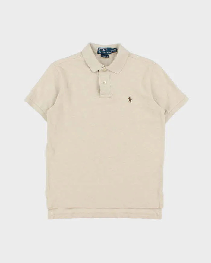 Vintage Y2K 00s Polo Ralph Lauren Marl Beige Custom Fit Short Sleeve Polo Shirt - S sold by Rokit
