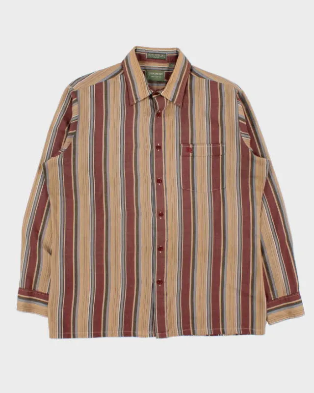 Vintage 1980s Givenchy Striped Durable Press Long Sleeve Pocket Shirt - L made by Givenchy