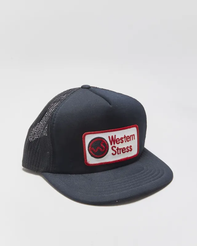 Vintage 1980s Western Stress Patch Flat Brim Trucker Hat - OS made by Rokit