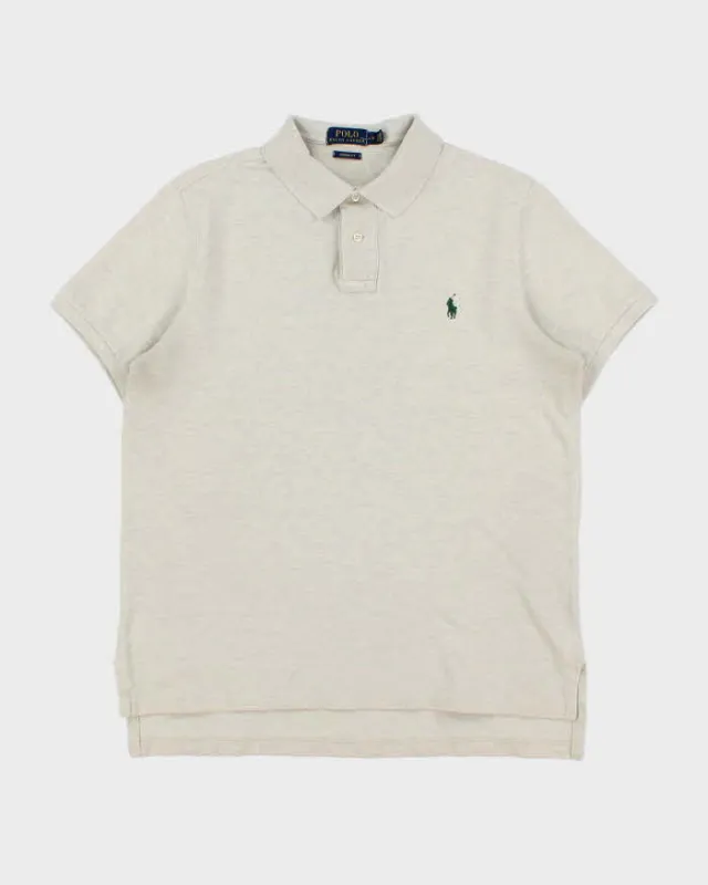 Vintage Polo Ralph Lauren Grey Marl Custom Fit Short Sleeve Polo Shirt - L made by Ralph Lauren