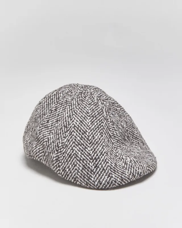 Vintage Paul Leinburd Crown Cap Herringbone Wool Made In Canada Flat Cap - M made by Rokit