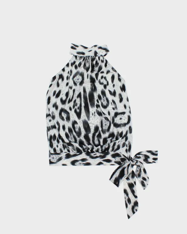 Vintage Y2k 2000s Quiz Shimmery Animal Print High Neck Halter Top - S made by Rokit